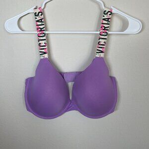 Victorias Secret Bra T-Shirt Lightly Lined Demi 34DDD Lilac Thick Strap Push Up
